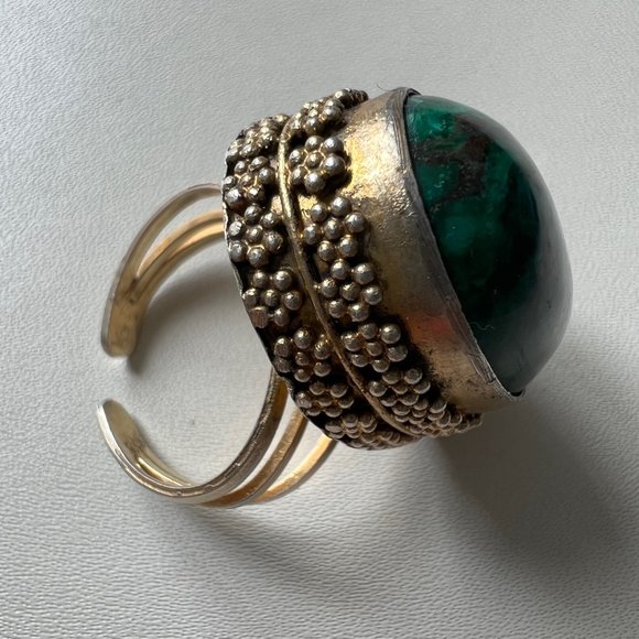 Vintage 1970s Israel Eilat Stone Sterling Silver Statement Ring - Picture 5 of 9